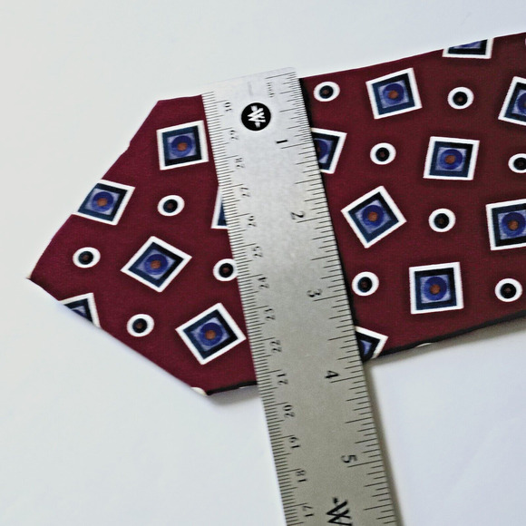 Vintage Christian Dior Silk Tie Red Geometric Classic Luxury Designer Retro USA - Picture 9 of 11